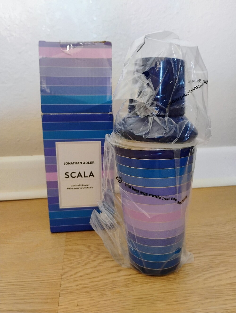 Jonathan Adler Striped Cocktail Shaker - Blue & Purple